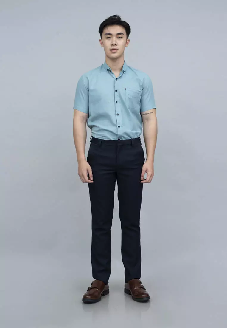 Houseofcuff Kemeja Pria Lengan Pendek Slim Fit Turquoise