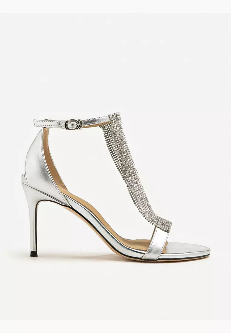 Discount on Pazzion  shoes - SKU: Orion Diamante Embellished Strappy Heels Silver