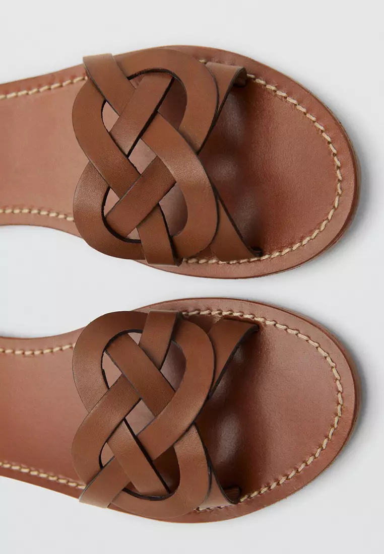 Buy Mango Leather Sandals with Intertwined Strap Online | ZALORA Malaysia