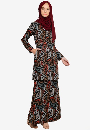 Kurung Moden Exclusive Berpoket from Azka Collection in black and Brown