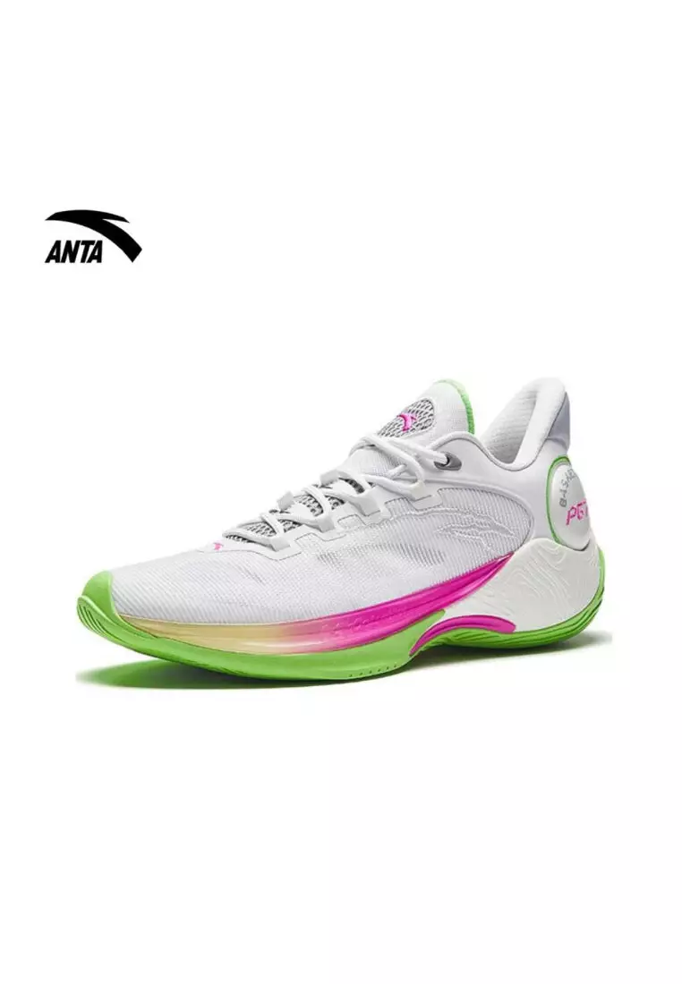 Discount on Anta  shoes - SKU: Flash Battle 6 Basketball Shoes in White/Green/Pink