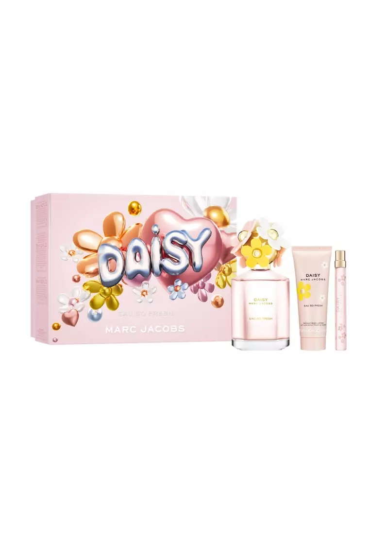 Marc Jacobs Fragrances Daisy Eau So Fresh 3-Piece Gift Set - Ruby Red Grapefruit, Wild Rose, Plum | Fresh Floral Perfume | Fragrance for Women