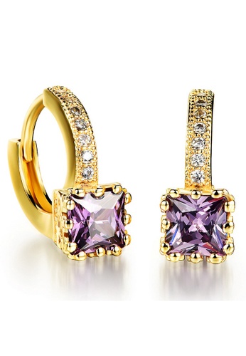 Bullion Gold gold BULLION GOLD Huggies Earrings Princess Glamour Gold Purple-Gold/Purple 05D78ACE845347GS_1