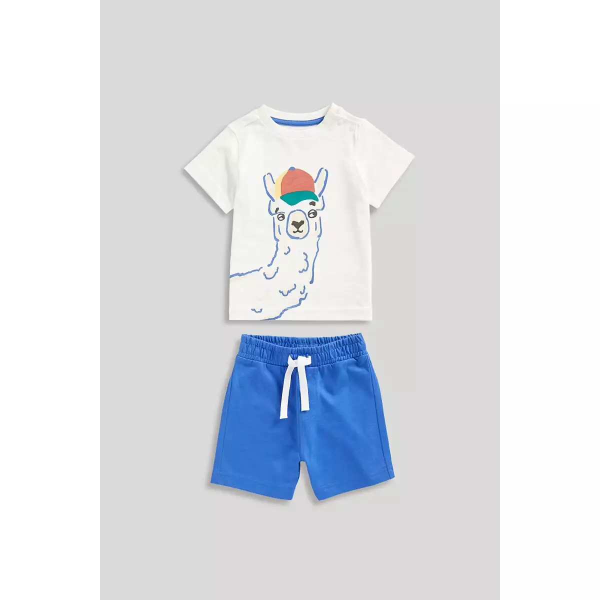 Mothercare Llama T-Shirt and Shorts Set - Set Baju Bayi Laki-laki (Biru)