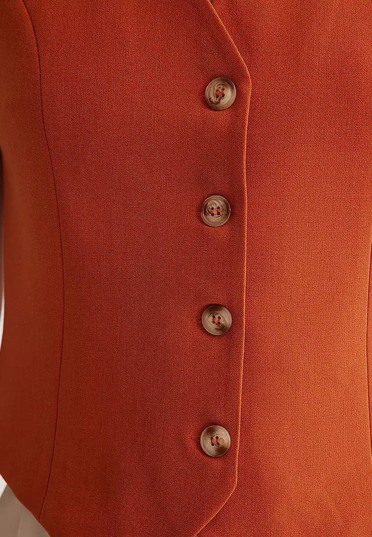 Tile Regular Pattern Crop Woven Vest