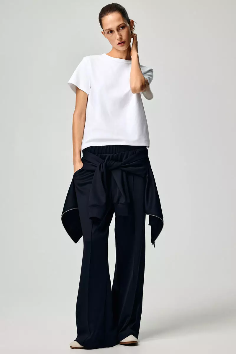 Crease-front pull-on trousers