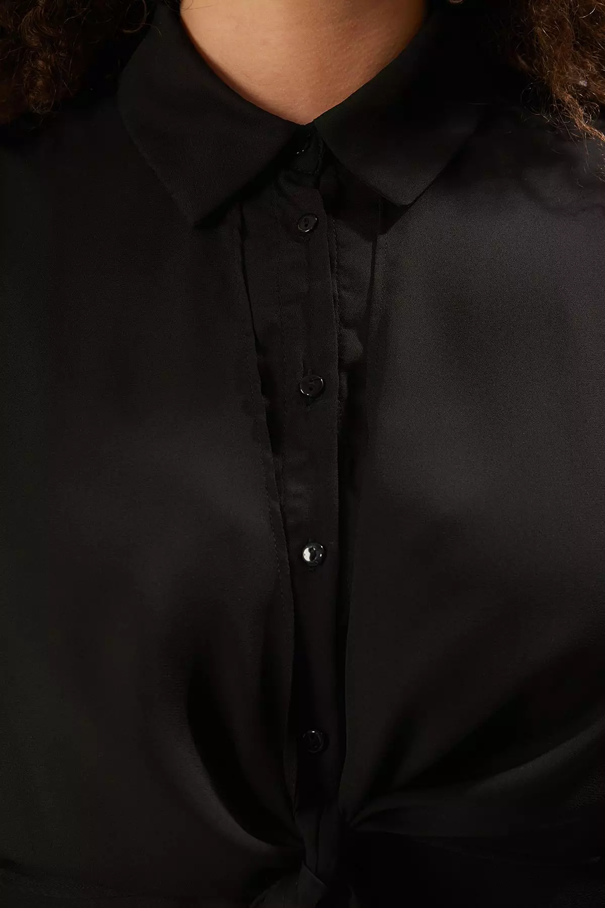 Plus Size Waist Tie Detailed Shirt