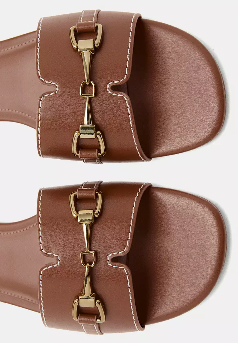 Metallic Detail Strap Sandals