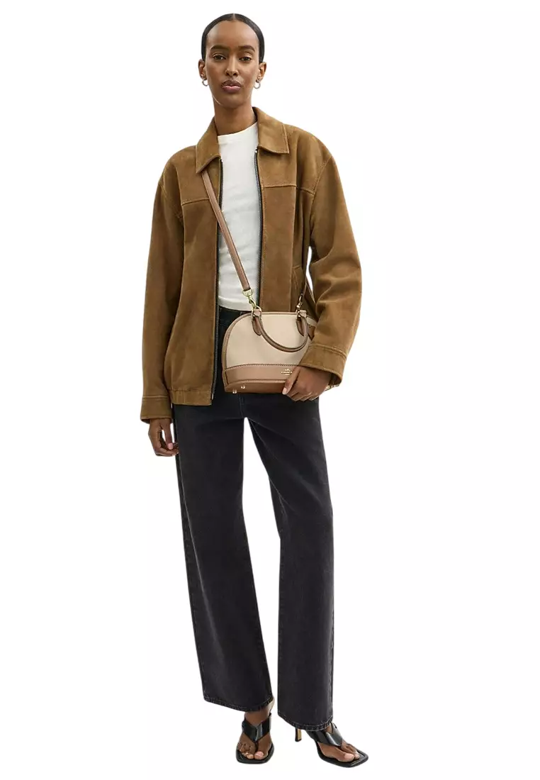 Sabrina Satchel Bag In Colorblock - Beige