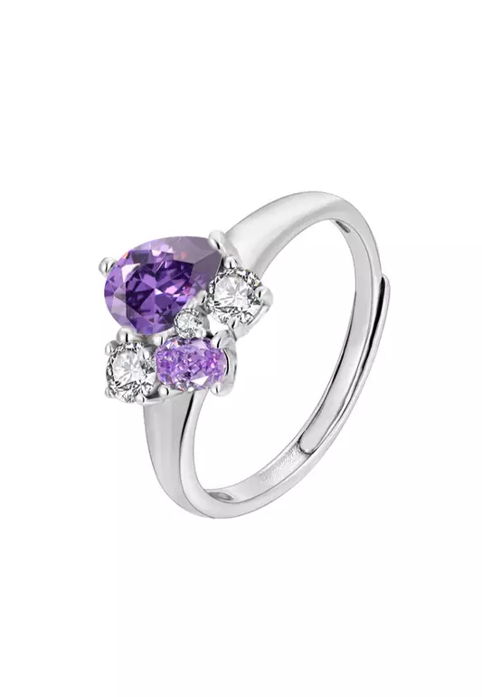 Sterling Shine Pear Shape Adjustable Ring