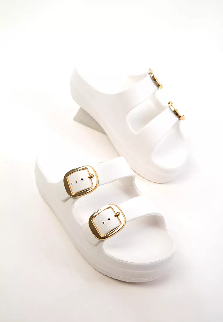 White Women's Slippers 20726