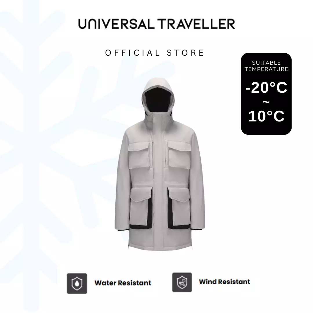 UNIVERSAL TRAVELLER MID-LENGTH DOWN JACKET WITH FUR-LINED HOOD DJ25007