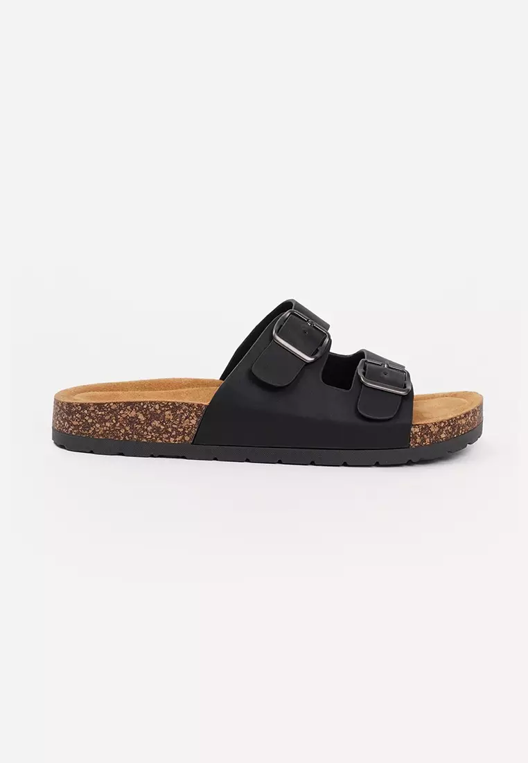 Men's Double Band Cork Sole Slides