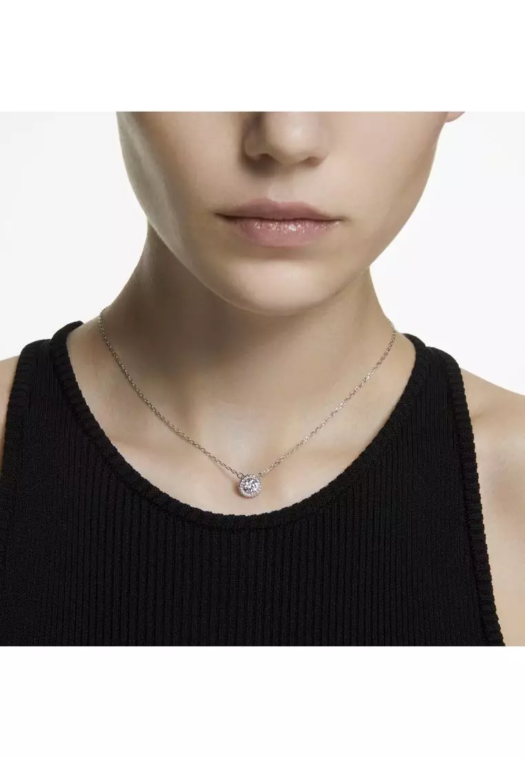 Buy Swarovski Constella Pendant Round Cut Pavé White Rhodium Plated ...