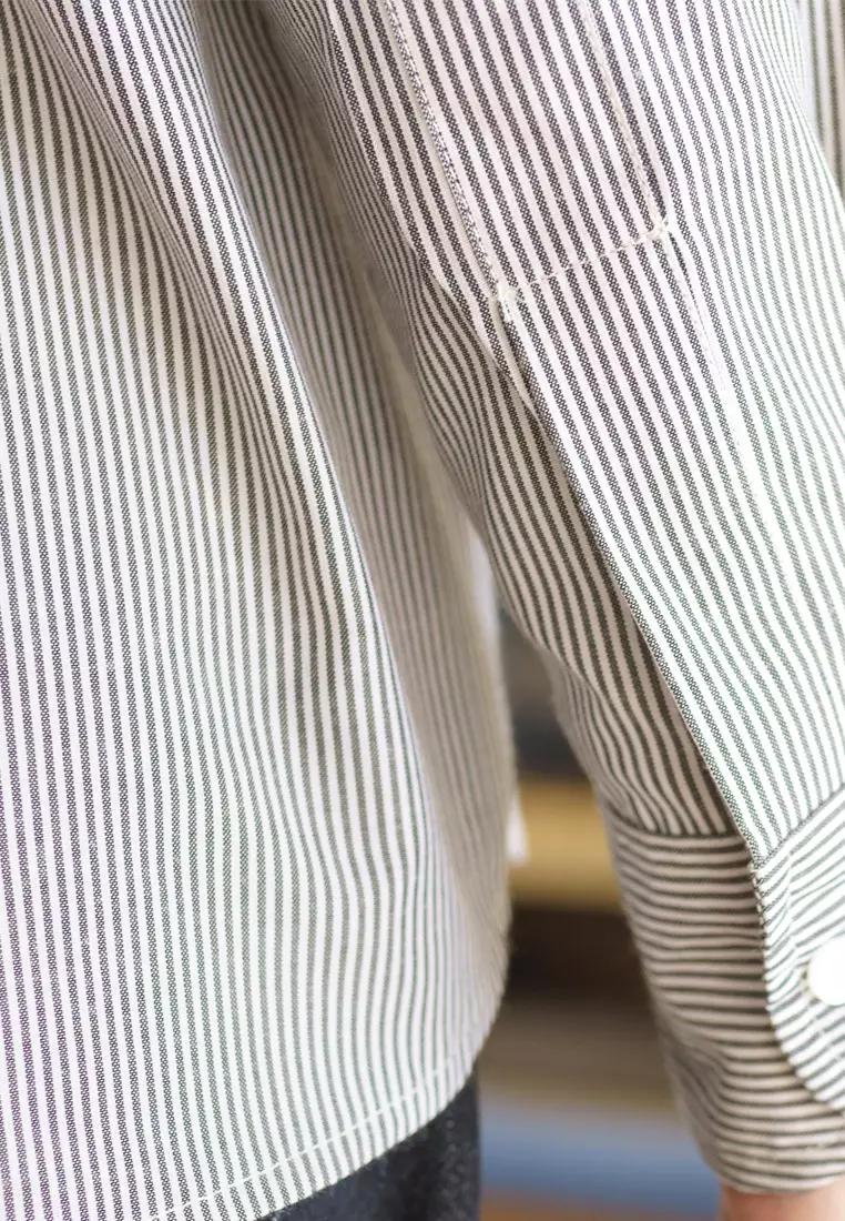 Jenna and Kaia - Athaya Top Stripe Black - Kemeja Wanita Lengan Panjang