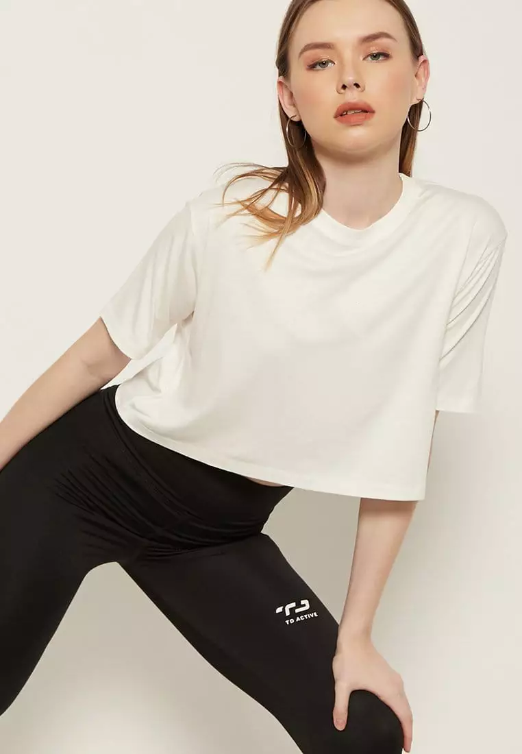 LTE31 OLC crop top polos wanita putih