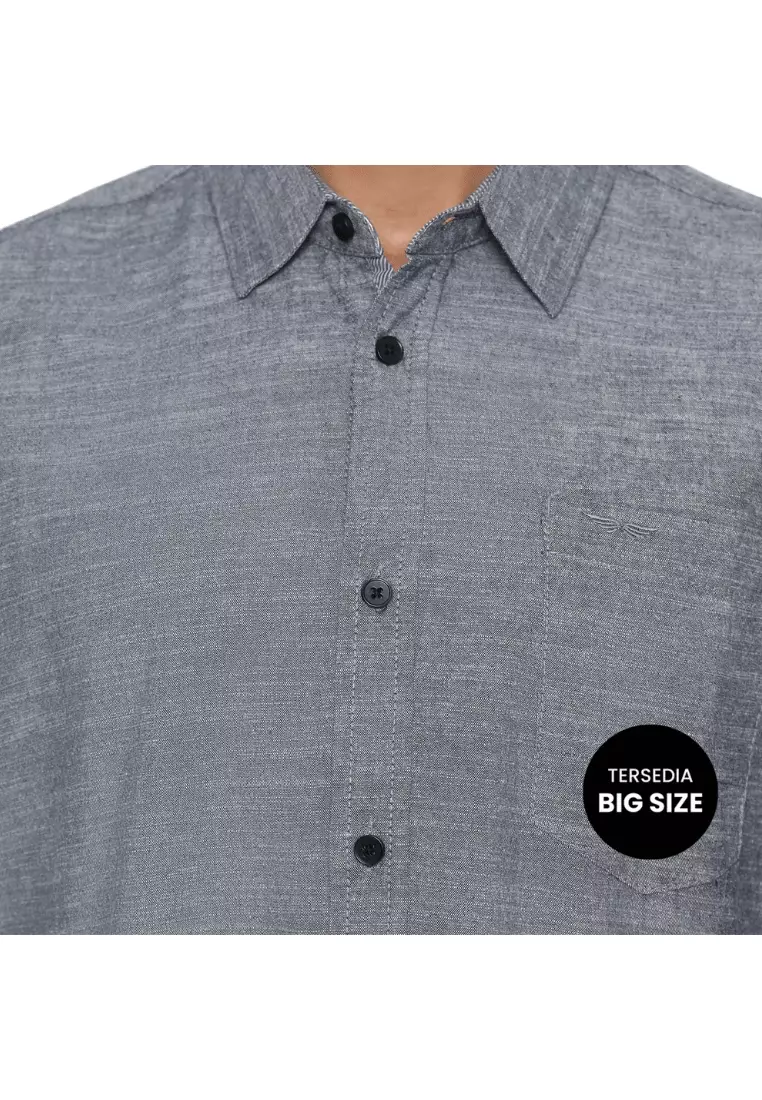 RBJ Kemeja Polos Cotton Navy Regular Fit Pria