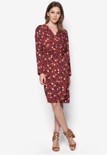 印花蝴zalora開箱蝶結長袖洋裝, 服飾, 洋裝