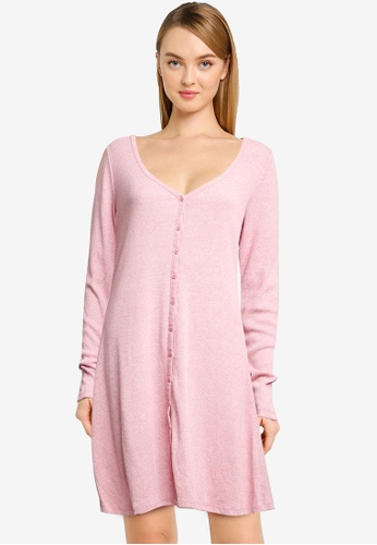 GAP pink Triblend Buttoned Front Flair Dress 4F14EAA8D2E229GS_1