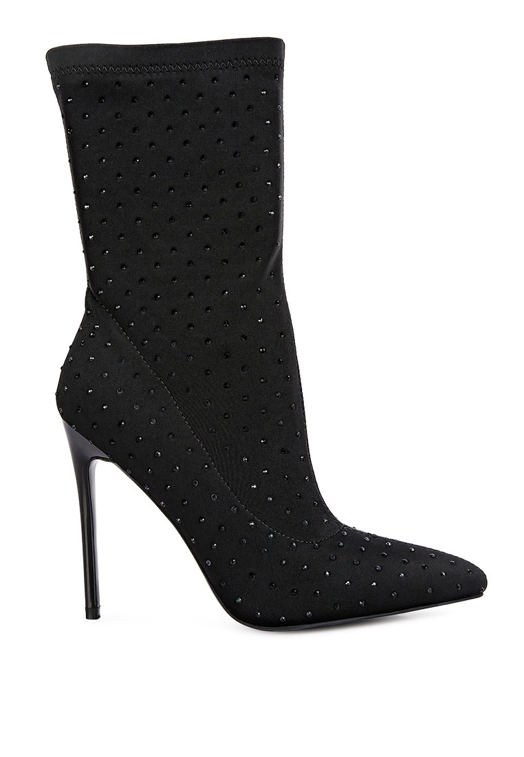 Black High Top Knitted Ankle Boot