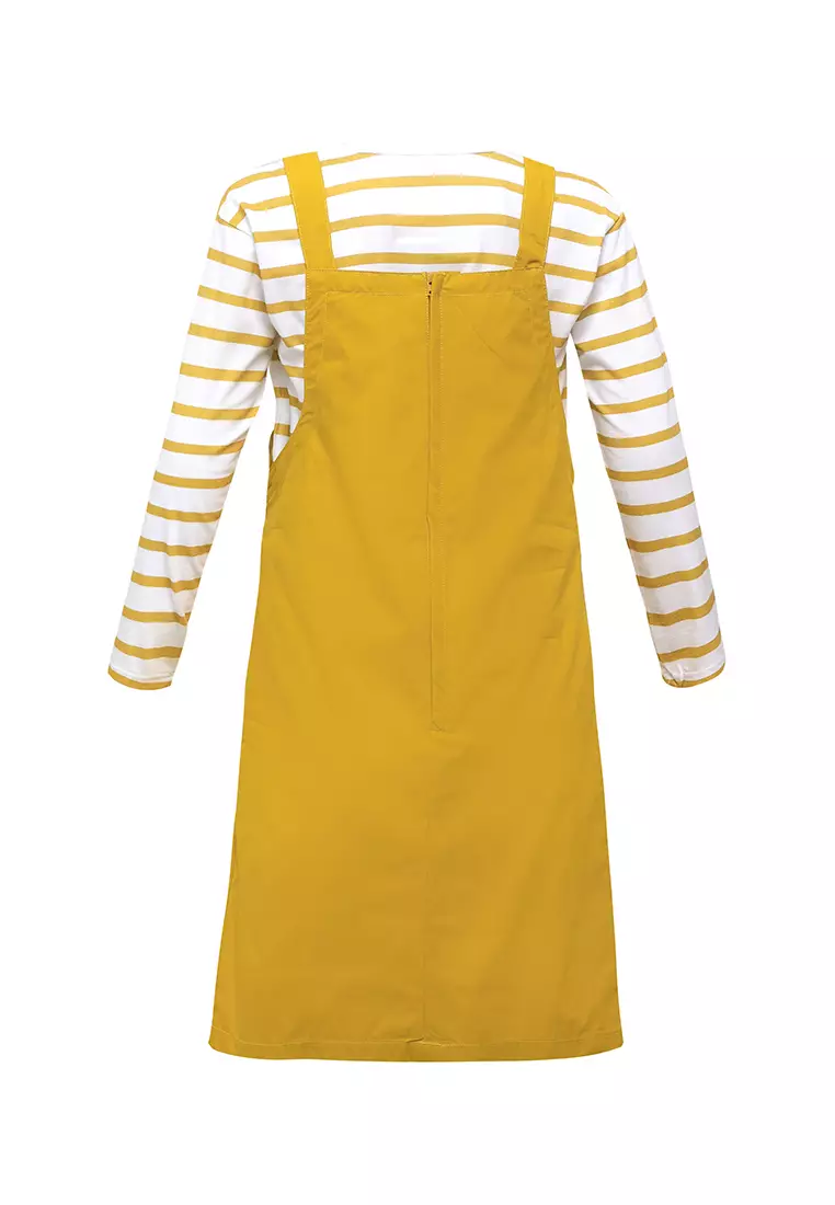Pito Dito Girl Cheras Overall Dress Midi Anak Kuning Mustard - Size 4