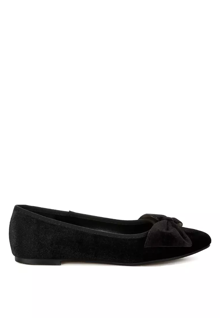 Discount on Rag & CO.  shoes - SKU: Luxurious Velvet Bow Ballerinas Black