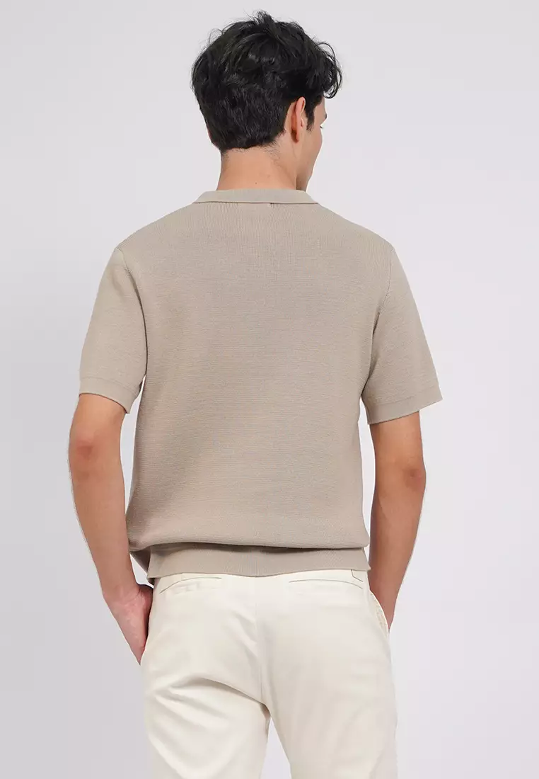 Textured Polo Shirt with Button
