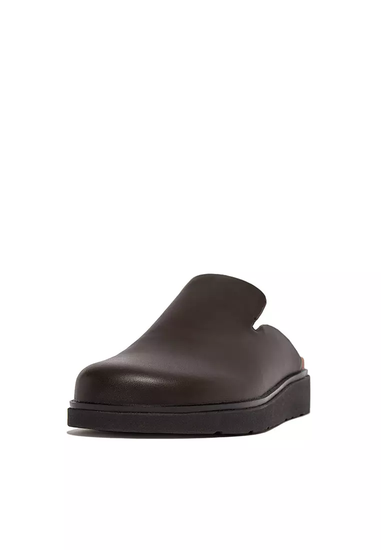 The row clearance chocolate leather mules