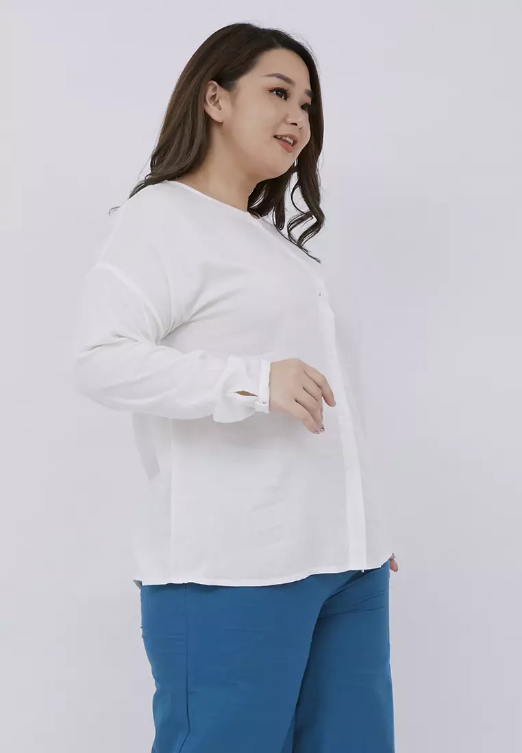 Plus Size Blouse Phoebe Broken White