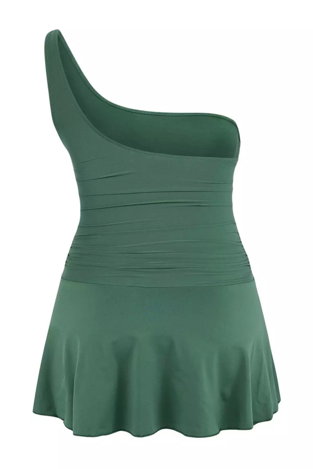 Emerald Green One-Shoulder Covered Shorts Skirt Basic Swimsuit Tbess25Ma61