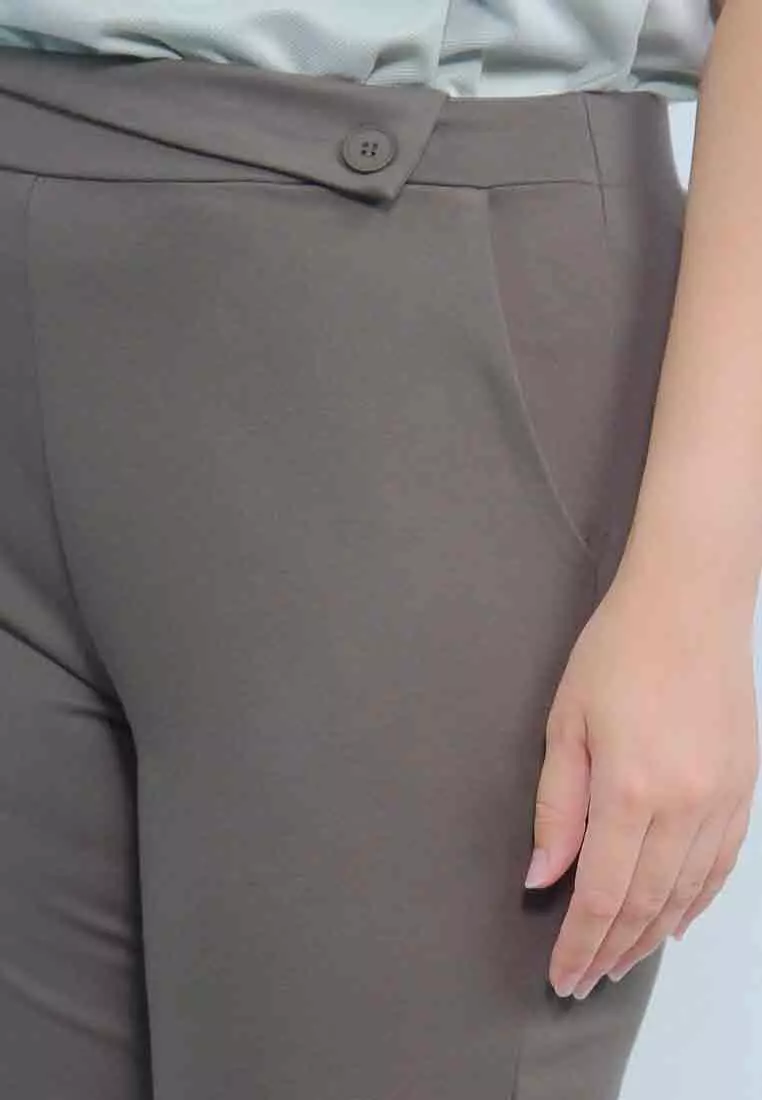 Milly Plus Size Wrenn Spandex Pants with Asymmetrical Tab Detail