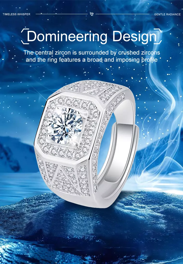 Cincin Pria Original Perhiasan Cincin Fashion Pria Tunangan Sertifikat GRA Cincin Cowok silver color