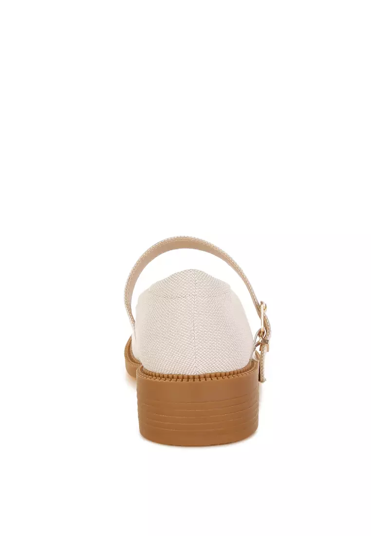 Canvas Mary Jane Shoes in Beige