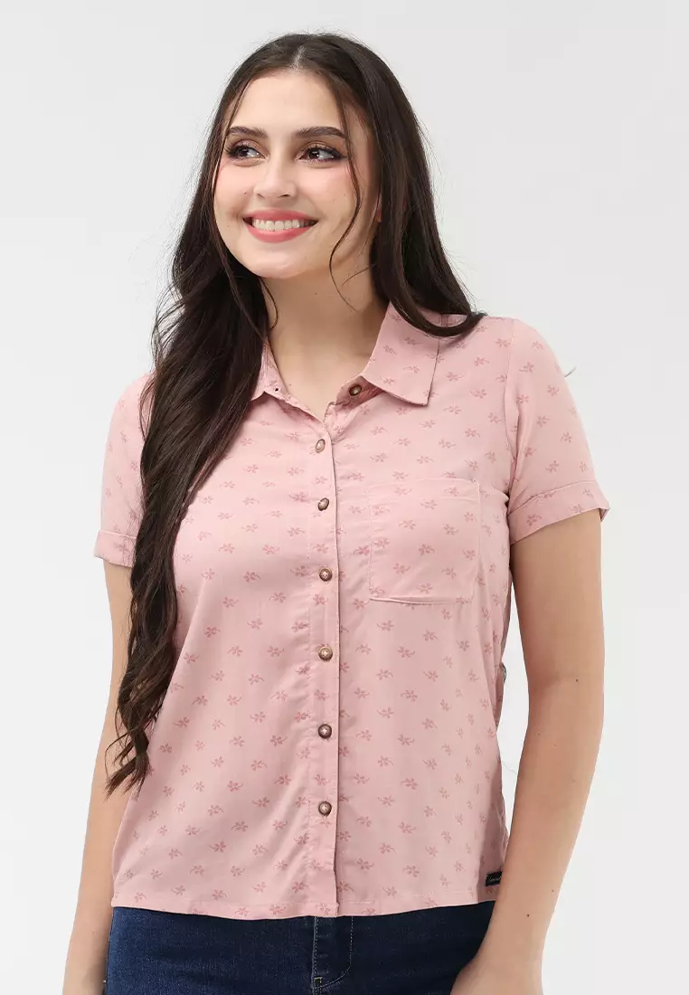 Woven Printed Rayon Short Sleeves Blouse