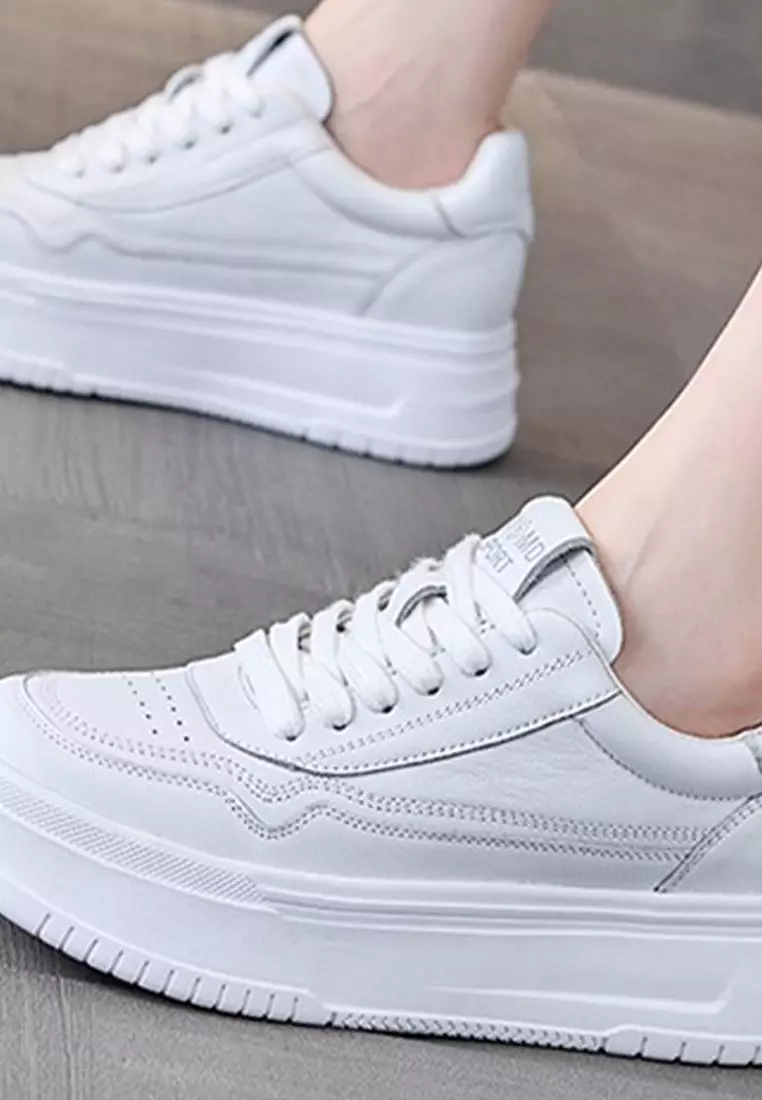 白鷺70 Twenty Eight Shoes Genuine Leather Thick-sole White Sneakers