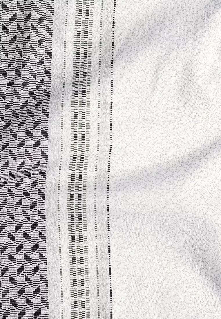 Crocodile KOKO 1113 White - Katun Lengan Pendek Corak Kontemporer Kemeja - Relax Fit