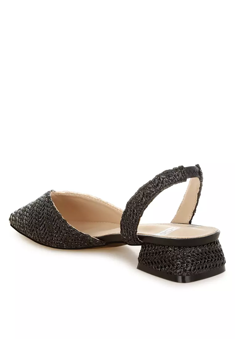 Pointy Toe Slingback Sandals in Black