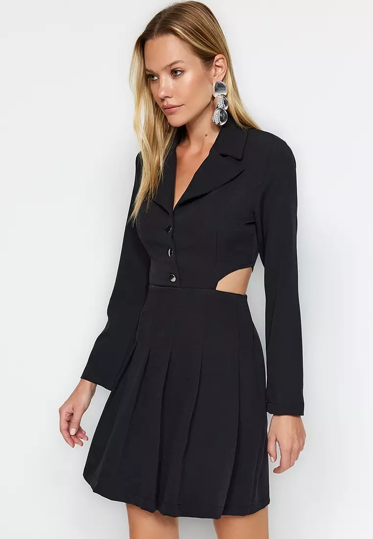 Buy Trendyol Pleated Jacket Collar Dress 2024 Online ZALORA Philippines