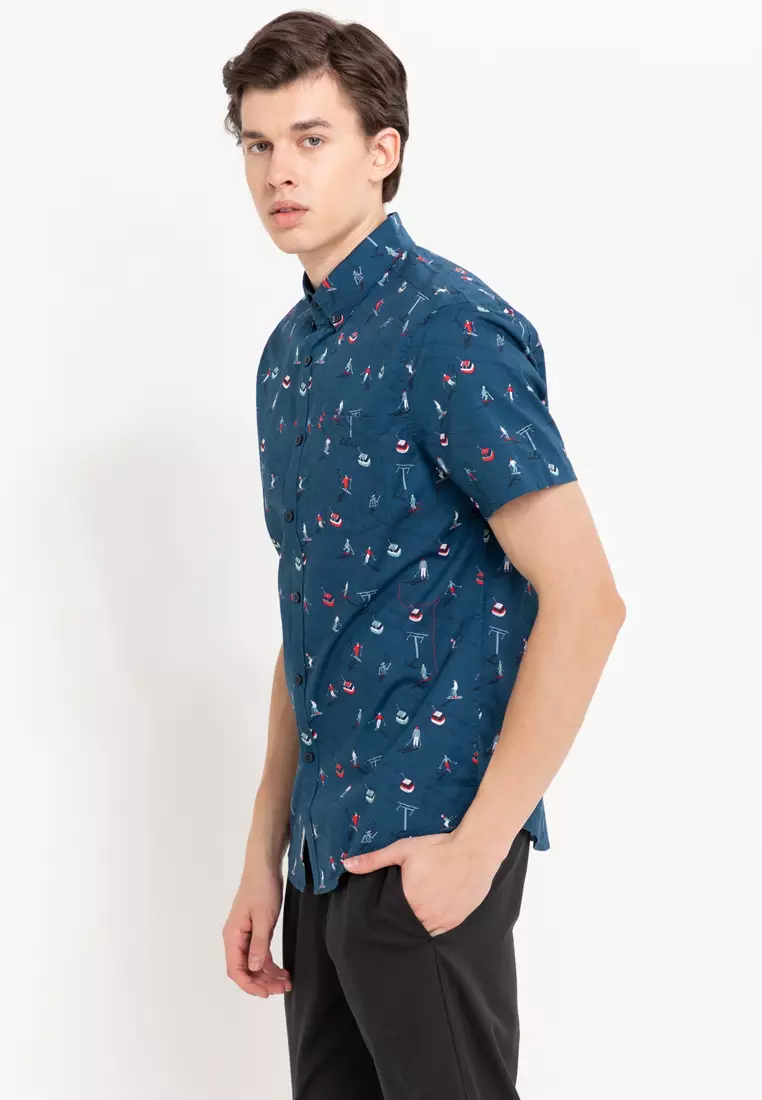 ShortSleeve Poplin AOP Skiers