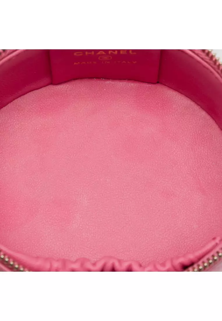 Pre-Loved Chanel Mini Cc Quilted Lambskin Pearl Top Handle Vanity Case With Chain