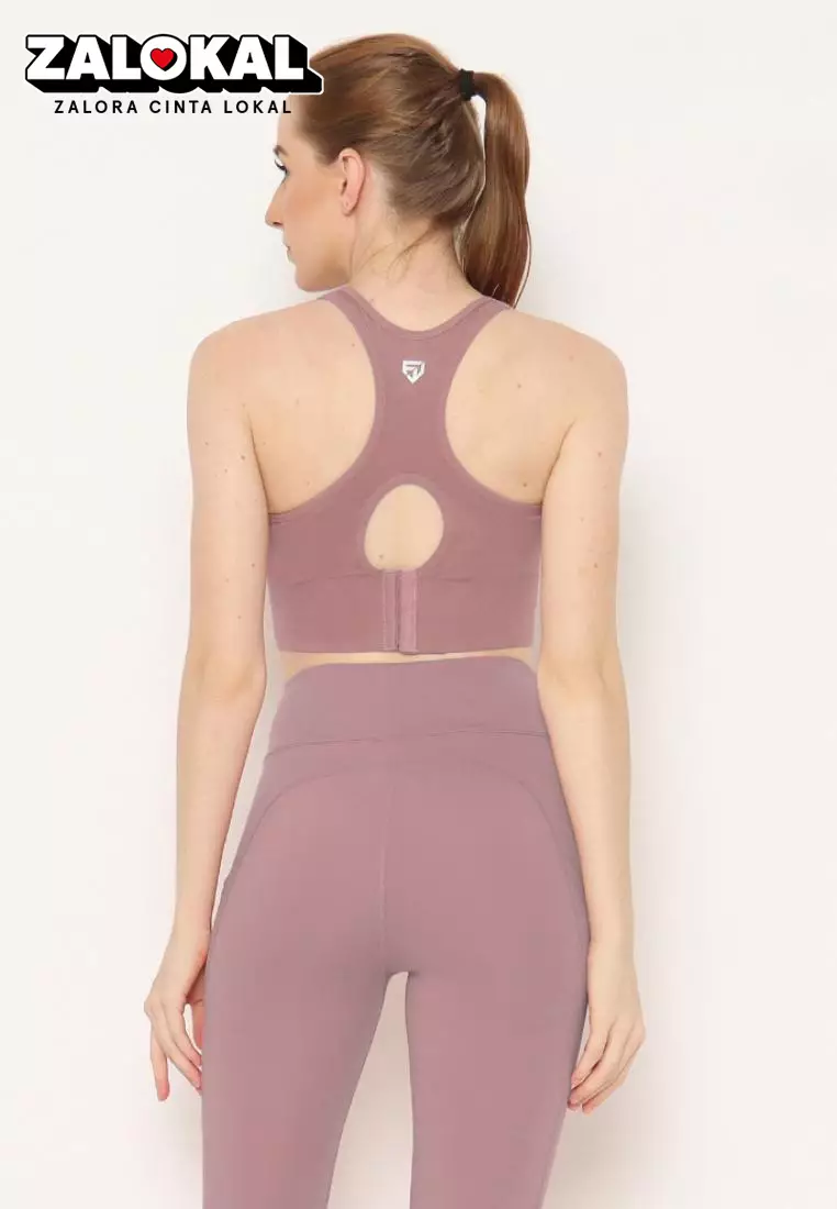 Fitwear - SportBra Olahraga Wanita RIN RIBBED CROP HOOK - Taro