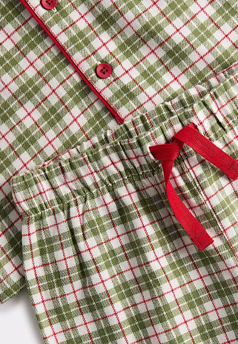 Pure Cotton Christmas Checked Revere Pyjamas