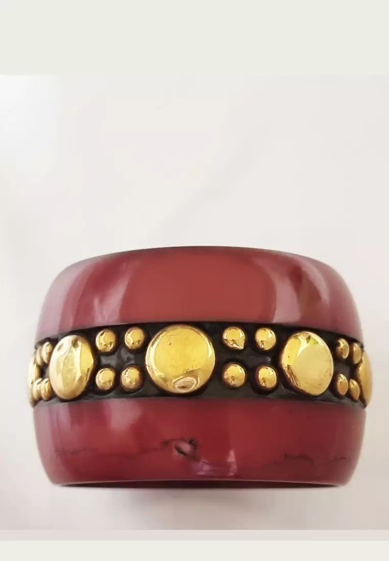 Gold Studded Fiber Design Bangle Gelang Gold