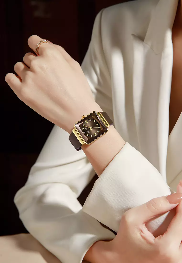 Jam Tangan Wanita Original Korea Fashion Tali Silikon Jam Tangan Cewek Analog 7727L brown