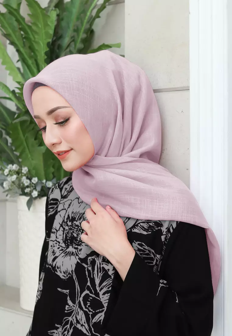 Linenna Scarf | Hijab Segiempat Linen Bamboo - Soft Lilac