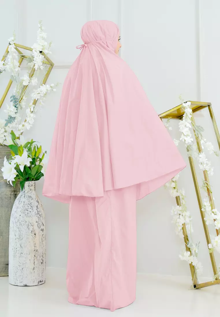 Cotton Bee - Tiara Pearl Prayer Set | Mukena Traveling Polos 2in1 - Shine Pink