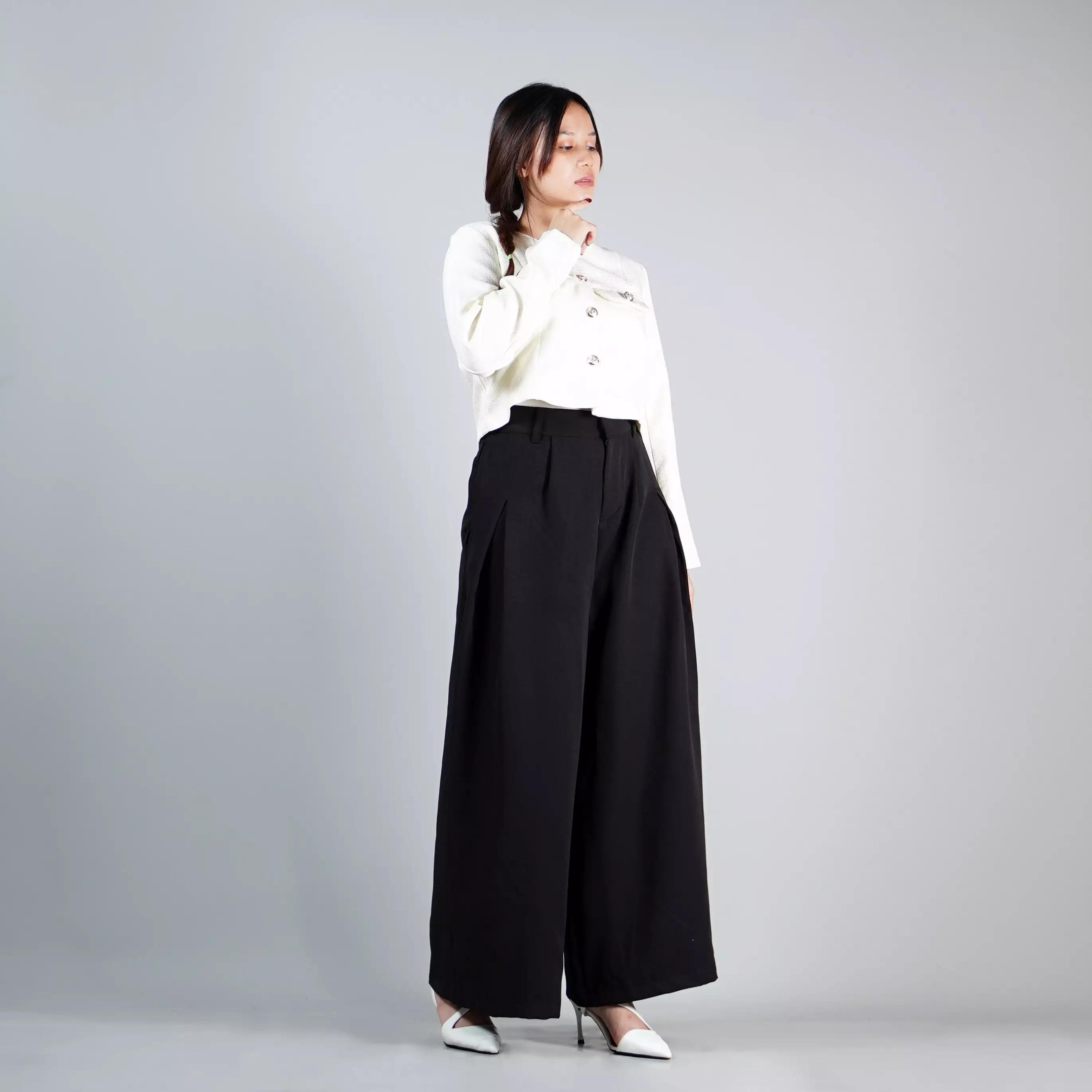 LENA PANTS Celana Hitam Wanita Celana Kulot Hitam Celana Panjang Hitam Wanita - HITAM