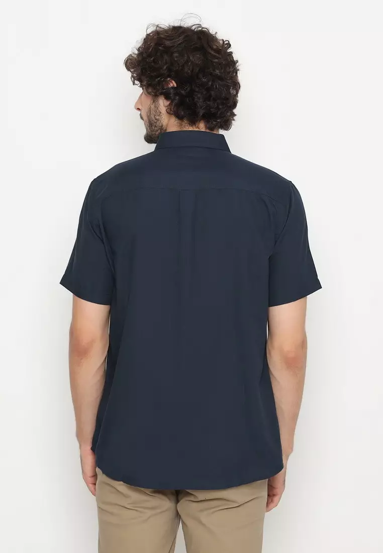 POLICE Kemeja Polos Basic Cotton Soft Navy Regular Fit Pria