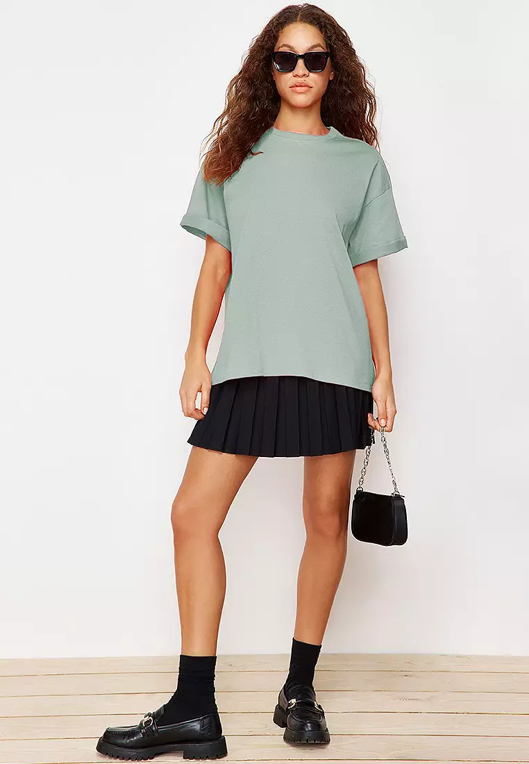 Oversized/Wide Pattern Crew Neck T-Shirt