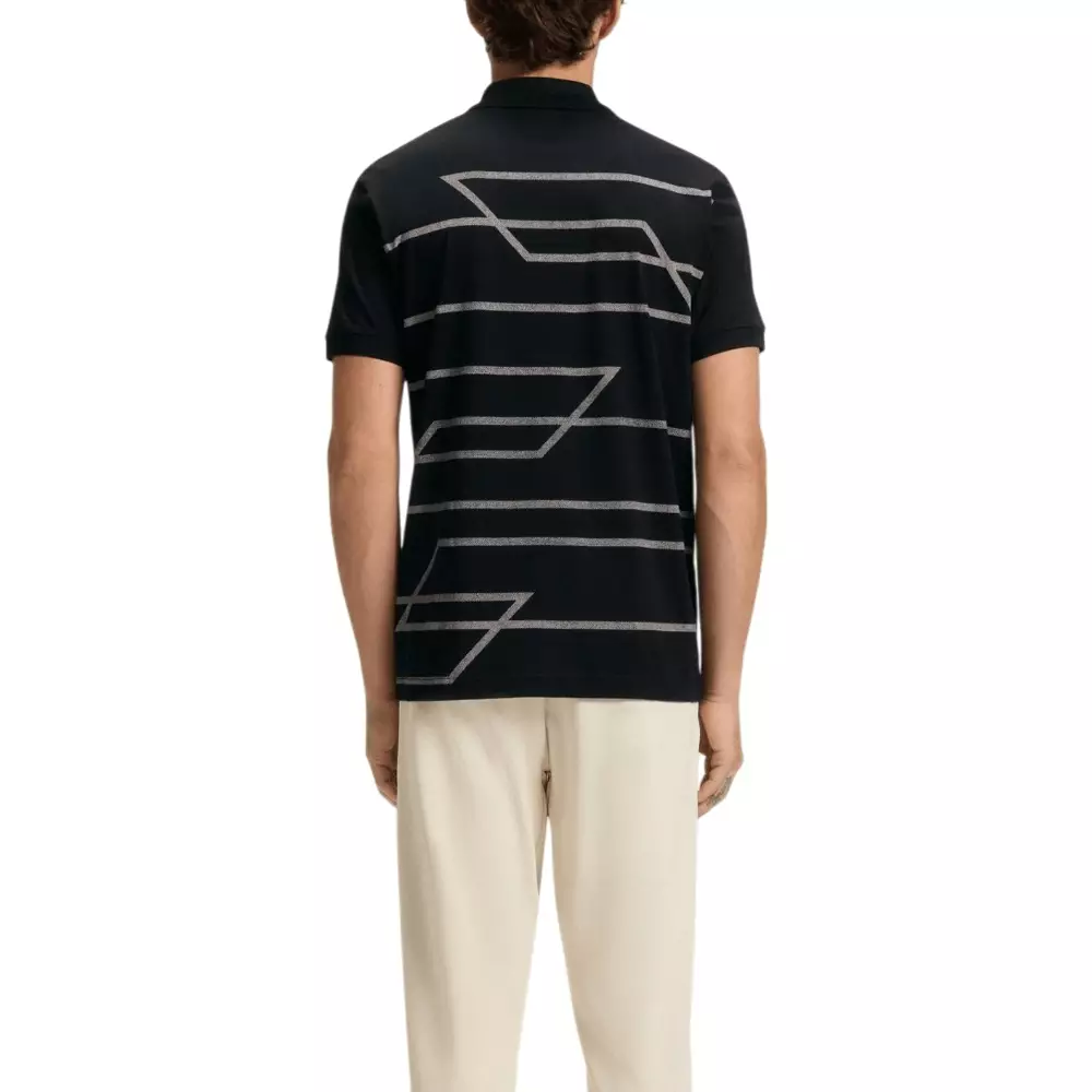 Philix Slim-Fit Polo Shirt in Cotton with Printed Pattern Black